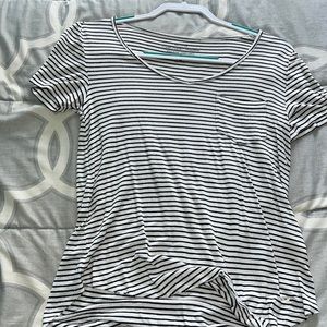 Hollister, striped short sleeve , V-neck, that fits long, size XS.